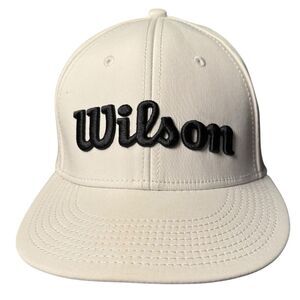 Wilson Tour Flat Brim Hat, White (Adjustable)‎ Cap Embroidered Wilson Golf B18G
